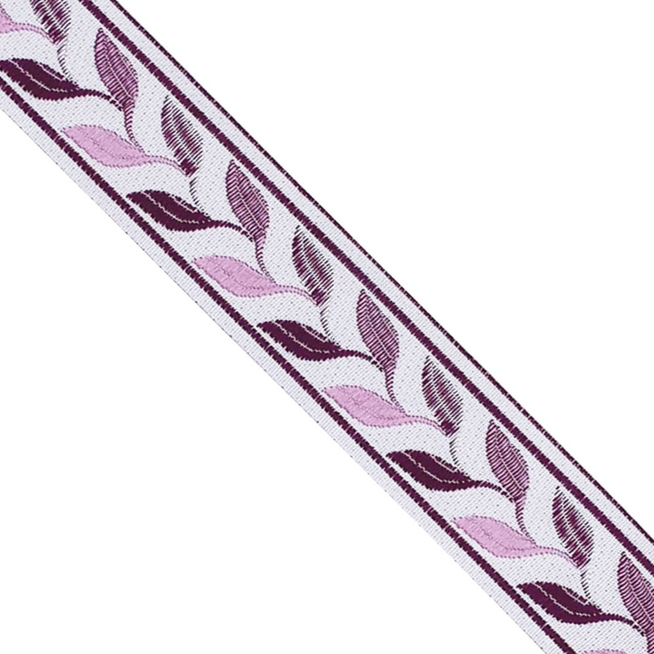 Designer’s Shop JR 768 Purple Leaf Vine Jacquard Trim – 1-7/16" x 5 Yards – Decorative Woven Border